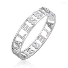 Bangle Stainless Steel Women's Name ALESSIA Bracelet Hidden Buckle Bangles Pulseira Bileklik Luxury Jewelry Accessories Gift 2023