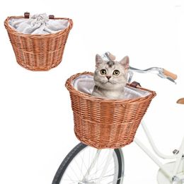 Dog Car Seat Covers Cat Bicycle Basket Woven Bike Front Handlebar Wicker Adult Boys Girls Small For Pet Carrier Bag