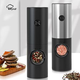 Mills Electric Pepper Spice Grinder Automatic Salt Shaker Mill for Gravity With Led Light Adjustable Coarseness 230711