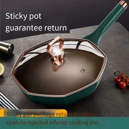 Pans Pan Maifan Stone Nonstick Wok Household Octagonal Gas Stove Induction Cooker General 230711