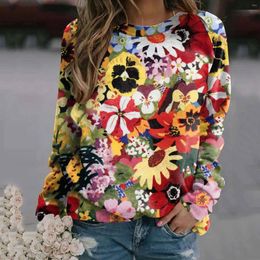 Women's T Shirts Flower Print Winter Clothes Women Y2k Streetwear Blouse Vintage Blouses And Tops Fashion For Party Ropa Mujer 2023