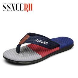 Slippers SSXCERH Brand Size 3944 Flipflops Men Outdoor Summer Fashion Clip Foot Mesh Beach Shoes for Sandalia Masculina 230711