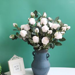 Decorative Flowers 2 Heads Retro Rose Home Living Room Dining Table Wedding Decoration AFake Rtificial Fall Decor