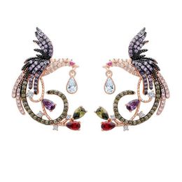 Dangle Chandelier Bling Colorf Zircon Chinese Phoenix Drop Earrings For Women Gril Gift Delivery Jewelry Dh97U