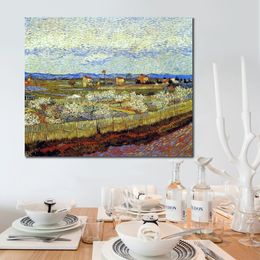 Hand Painted Textured Canvas Art La Crau with Peach Trees in Blossom Vincent Van Gogh Painting Still Life Dining Room Decor