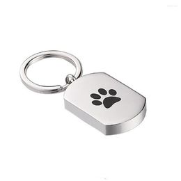 Keychains Cremation Dog Keychain Urn Stainless Steel Key Ring Women Men Memorial Ashes Holder Can Be Engraved