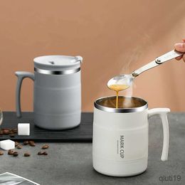 Mugs 500ml Double Wall Thermal Coffee Mug with Spoon Stainless Steel Cold Water Drinks Metal Tumbler Tea Milk Cups for Camping Travel R230712