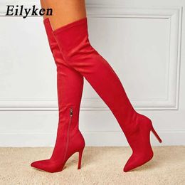 Boots Eilyken Pointed Toe Super Stiletto Heels Women Thigh High Boot Elegant Stretch Over the knee Boots Autumn Winter Long Booties L230712