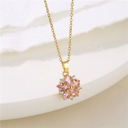 Sweet Zircon Flower Stainless Steel Chokers Necklace for Women Girls Shining Zircon Flower Clavicle Necklace Jewellery