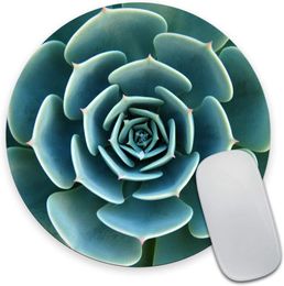 Green Aloe Succulent Round Gaming Mouse Pad Custom Design Plant Non-Slip Rubber Mouse Pads Cute Mat Size 7.9 x 7.9 x 0.12 Inch