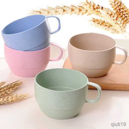 Mugs Style Plastic Tea Cup Coffee Tea Milk Drink Cup Eco-friendly Reusable Wheat Straw Cup Travel Bathroom Toothbrush Cup R230712