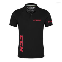 Men's Polos 2023 Summer CCM Printed Polo Shirts Fashion Solid Colours Casual Short-sleeved Lapel Clothing Blouses