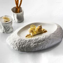 Plates Creative Oval Meteorite Ceramic Plate European Modern Western Tableware Restaurant El Sushi Home Cake Dessert Dishes
