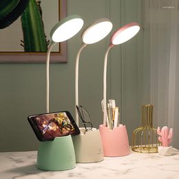 Table Lamps Led Eye Protection Desk Lamp Dormitory Students Three Colour Adjustable Usb Charging Creative Bedside