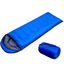 Rectangular Single person sleeping bag with hat spring summer autumn three seasons outdoor travel adult camping train sleeping bag HW01