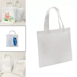 White Sublimation Non Woven Fabric Shopping Heat Press Printable Custom Grocery Tote Bag with Handles for DIY Decorating