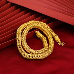 Choker Hip Hop 24k Gold Plated Zodiac Dragon Men's Cuban Chain Jewelry Gift