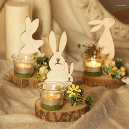 Candle Holders Nordic Style Wedding Decoration Piece Holder Natural Plant Wooden Creative Glass Simulation Po