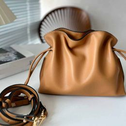 Lucky Bag Handbag Designer Plain Cowhide Genuine Leather String Cross Body Purse Hasp Pouch Removable Shoulder Strap Women Hand Bags High Quality