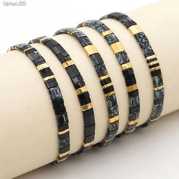 Bohemian Black Miyuki Tila Bracelets For Women Personality Handmade Weaving Bracelet Bangle Jewellery Pulsera Joyas Armband Gift L230704