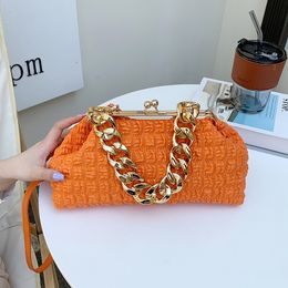 Evening Bags Luxury Designer Clip Crossbody For Women 2023 Handbag Clutches With Thick Chain Ladies Messenger Bag Female Purse 230711