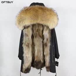 Coats 2022 Real Fur Coat Winter Jacket Women Long Parka Waterproof Big Natural Raccoon Fur Collar Hood Thick Warm Real Fox Fur Liner