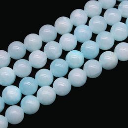 Beads A Natural Light Blue Jades Stone Round Loose Spacer For Jewelry Making DIY Accessories Bracelet 15"inches 6/8/10mm