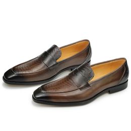 Loafer Men Fashion Daily Exquisite Printing Genuine Leather Wedding Shoes High Quality Handmade Casual Shoe