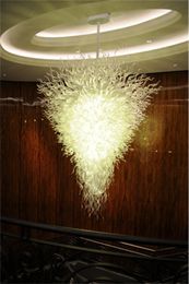 Nordic White Chandelier Home Decoration Luxury Aesthetic Wedding Style Ceiling Lights Hand Blown Glass Stained Colour Pendant Lamp