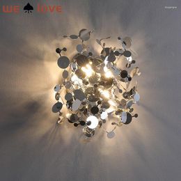 Wall Lamp Nordic Gold/Chrome LED Stainless Steel Leaves Indoor Decor Light For Living Room TV Backdrop Bedroom El