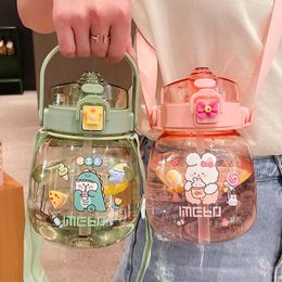 Water Bottles Double Drinking Cup Large-capacity Summer Bottle Portable High-value Big Belly Strap Cute Children's