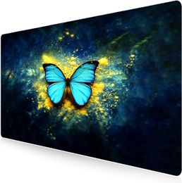 Extended Gaming Mouse Pad Large Desk Mat XXL 35.4x15.7in Mouse Pad Non-Slip Rubber Base Keyboard Pad Waterproof -Butterfly