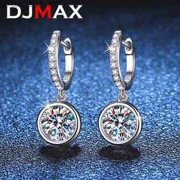 Charm DJMAX White Gold Plated 0.5-1ct Mosonite Women's Straight Cut Round Cut 100% S925 Sterling Silver Jewelry Bubble Earrings Z230712