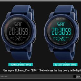 SKMEI 1257 LED Digital Alarm Men's Watches Multifunction Silicone Band Waterproof Sport Watches Men Clock Male Relogio Masculino