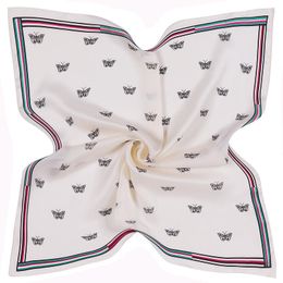 Scarves Matagorda High Quality 53cm Korean Butterfly Print Woman Scarf Simulation Silk Small Square Ring Scarfs For Ladies Gift