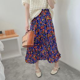 Skirts Skirt Women's Fashion 2023 Real S Summer Retro Floral Embossed Pleated High Waist All-match