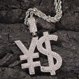 Pendant Necklaces Dollar Symbol Hip Hop Necklace Real Gold Plated Bling For Style Drop Delivery Jewellery Pendants Dhxmk