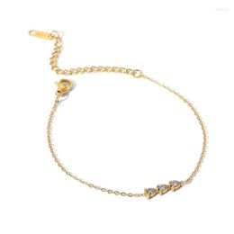 Link Bracelets Youthway White Water Drop Shape Cubic Zirconia Bracelet Stainless Steel Metal Exquisite Thin Chain Summer Jewellery Gifts Trend