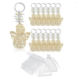 Hooks 20Pcs Baptism Angel Key Ring Wood Keychain Favor Baptismal Souvenirs Communion Favors For Boy Or Girl