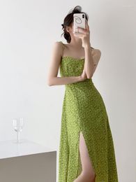 Casual Dresses Summer Fashion Elegant Strap Mini Dress Women 2023 Green Streetwear Stretch Slim Office Female