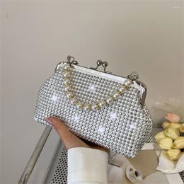 Evening Bags Shiny Diamonds Women's Bag 2023 Trend Lady Clutch Purse Clip Shoulder Female Luxury Handbag Corssbody For Women