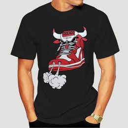 Men's T-Shirts Men Chicago Shoe Bull Red White Hip Hop Longline T-Shirt Black Humorous Tees T Shirt 230711