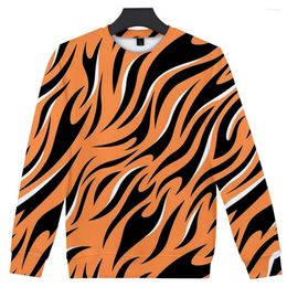 Women's Hoodies Tiger Stripe Women High Fashion 3D Round Neck Long Sleeve Sweatshirt Trend Casual Harajuku Streetwear