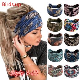 Beanie Skull Caps Boho Flower Print Wide Headbands Vintage Knot Elastic Turban Headwrap for Women Girls Cotton Soft Bandana Hair Accessories 230712