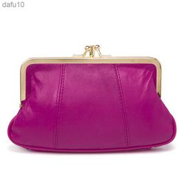 Annmouler Women Coin Purse Genuine Leather Small Size Wallet Soft Sheepskin Change Purse Metal Frame Card Holders Original Bag L230704