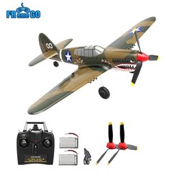 Electric/RC Aircraft P-40 RC Aircraft P40 Fighter 400mm Wing Span 4CH 6-Axis Gyroscope One Key U-turn Pneumatic RTF RC Aircraft Outdoor Toys 230711