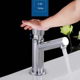 Kitchen Faucets Touch Press Bathroom Basin Faucets Washbasin Faucet Time Delay Faucets Auto Self Closing Cold Water Toilet Saving Water Tap x0712