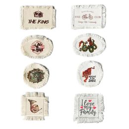 DHL500pcs Bag Parts Sublimation DIY White Blank Fabric Bag Cap Patch With Tassel Mix Style FB3117