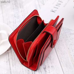 Women Wallets 2023 New Luxury Brand Red Black Small Mini Coin Purse Hasp Card Holder Lady Wallet Zipper Female Leather Buckle L230704