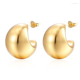 Stud Earrings Round High-end Stainless Steel Hollow Simple Fashion Women's Geometric Titanium Modern Half Ball Earring Jewellery ZK30